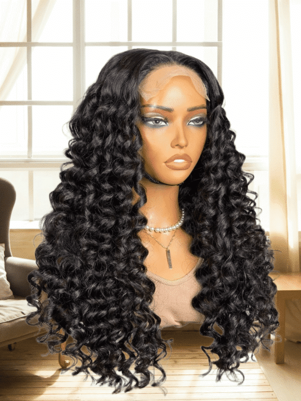 natural color raw hair deep wave wig – 28 inches, 200% density
