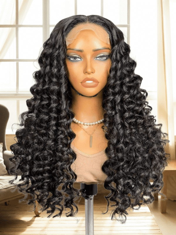 natural color raw hair deep wave wig – 28 inches, 200% density