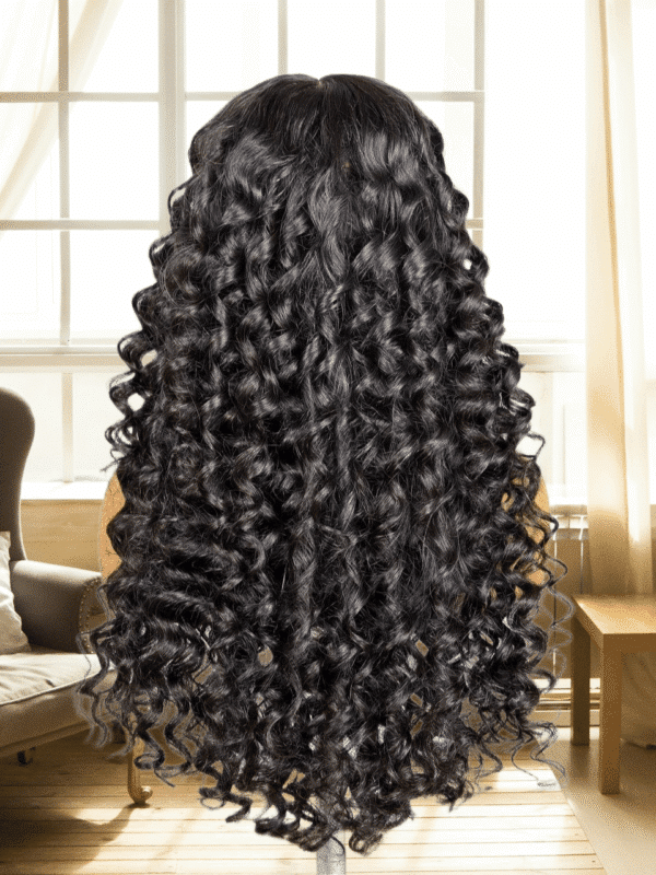 natural color raw hair deep wave wig – 28 inches, 200% density